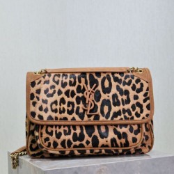 Replica qualità specchio Borse  Niki Chain Flap Bag media YSL Saint Laurent con stampa leopardata