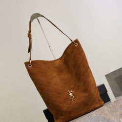 Replica Borsa a secchiello morbida Niki YSL Saint Laurent pelle scamosciata caramello Imitazioni Replica qualità specchio Borsa a secchiello morbida Niki YSL Saint Laurent pelle scamosciata caramello