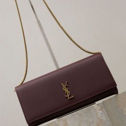 Replica qualità specchio Pochette Kate YSL Saint Laurent pelle martellata Marrone
