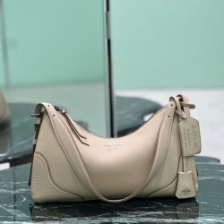 Replica qualità specchio Borsa a tracolla grande Prada Aimée 1BC280 pelle di cervo beige