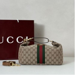 Replica qualità specchio Borse  media Gucci Vanity con manico superiore 857799 Marrone