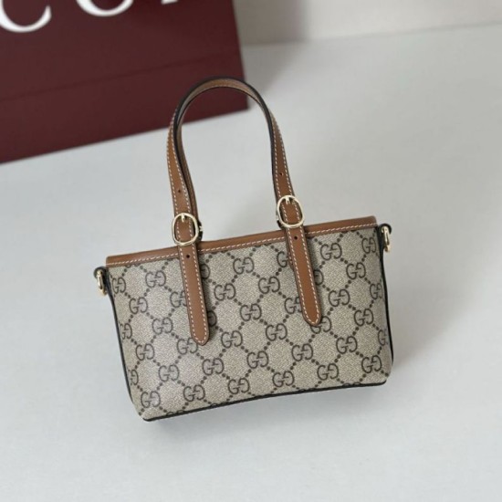 Replica Gucci 855491 GG Emblem mini borsa marrone Imitazioni Replica qualità specchio Gucci 855491 GG Emblem mini borsa marrone