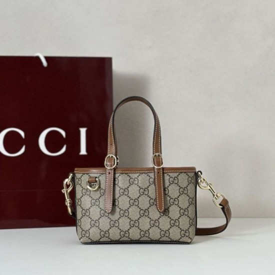 Replica Gucci 855491 GG Emblem mini borsa marrone Imitazioni Replica qualità specchio Gucci 855491 GG Emblem mini borsa marrone