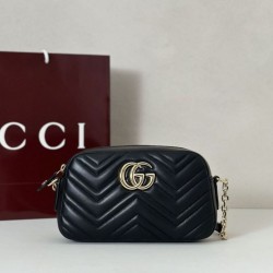Replica qualità specchio Gucci 855273 GG Marmont borsa piccola per fotocamera nera