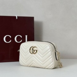 Replica Gucci 855273 GG Marmont borsa piccola per fotocamera bianco Imitazioni Replica qualità specchio Gucci 855273 GG Marmont borsa piccola per fotocamera bianco