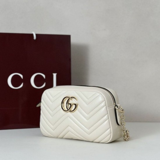 Replica Gucci 855273 GG Marmont borsa piccola per fotocamera bianco Imitazioni Replica qualità specchio Gucci 855273 GG Marmont borsa piccola per fotocamera bianco