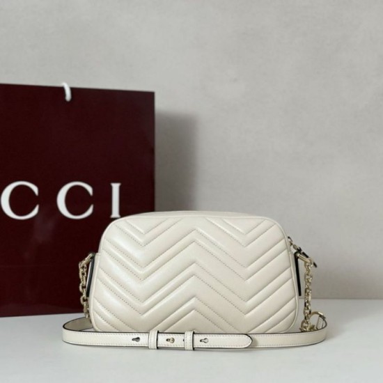 Replica Gucci 855273 GG Marmont borsa piccola per fotocamera bianco Imitazioni Replica qualità specchio Gucci 855273 GG Marmont borsa piccola per fotocamera bianco