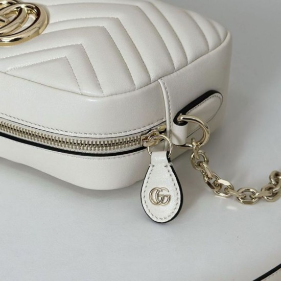 Replica Gucci 855273 GG Marmont borsa piccola per fotocamera bianco Imitazioni Replica qualità specchio Gucci 855273 GG Marmont borsa piccola per fotocamera bianco