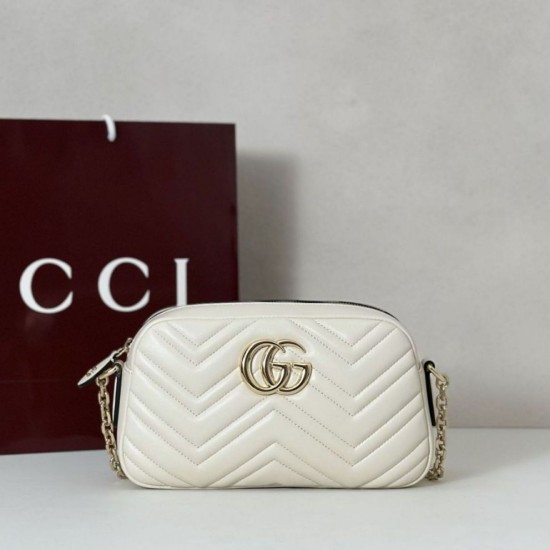 Replica Gucci 855273 GG Marmont borsa piccola per fotocamera bianco Imitazioni Replica qualità specchio Gucci 855273 GG Marmont borsa piccola per fotocamera bianco