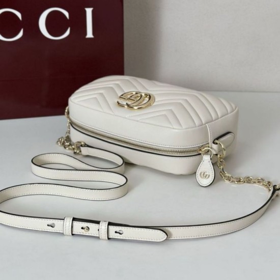 Replica Gucci 855273 GG Marmont borsa piccola per fotocamera bianco Imitazioni Replica qualità specchio Gucci 855273 GG Marmont borsa piccola per fotocamera bianco