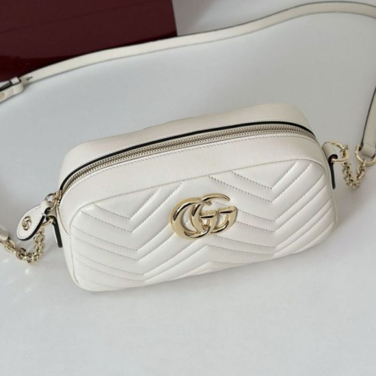 Replica Gucci 855273 GG Marmont borsa piccola per fotocamera bianco Imitazioni Replica qualità specchio Gucci 855273 GG Marmont borsa piccola per fotocamera bianco