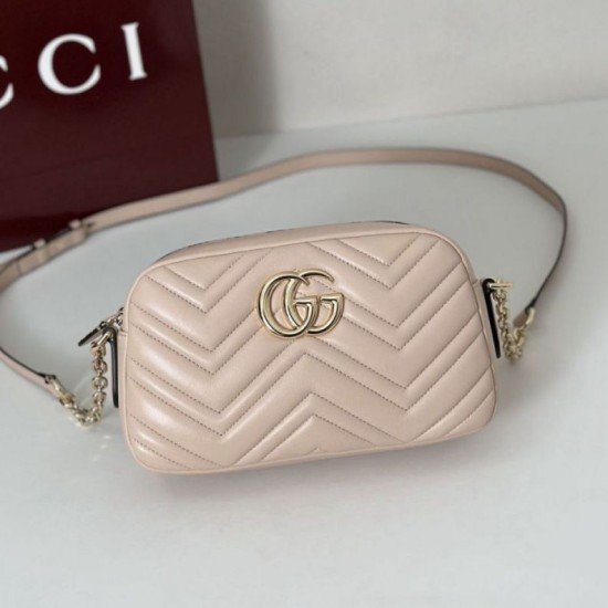 Replica Gucci 855273 GG Marmont borsa piccola per fotocamera rosa Imitazioni Replica qualità specchio Gucci 855273 GG Marmont borsa piccola per fotocamera rosa