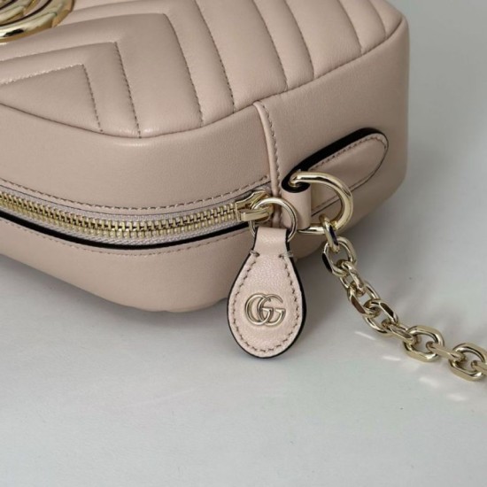 Replica Gucci 855273 GG Marmont borsa piccola per fotocamera rosa Imitazioni Replica qualità specchio Gucci 855273 GG Marmont borsa piccola per fotocamera rosa