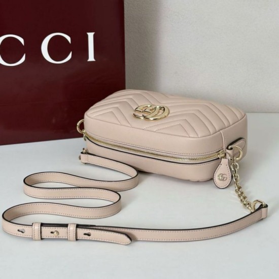 Replica Gucci 855273 GG Marmont borsa piccola per fotocamera rosa Imitazioni Replica qualità specchio Gucci 855273 GG Marmont borsa piccola per fotocamera rosa