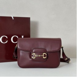 Borse Firmate Replica a tracolla piccola Gucci Horsebit 1955 Aura 847063 Borgogna