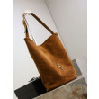 Borsa a secchiello morbida Niki YSL Saint Laurent pelle scamosciata caramello Borsa a secchiello morbida Niki YSL Saint Laurent pelle scamosciata caramello