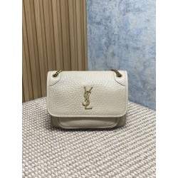 Borsa a spalla YSL Saint Laurent Niki Media/Grande pelle di agnello grana beige