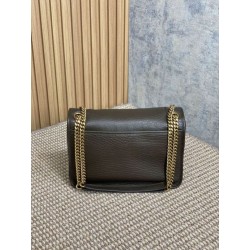 Borsa a spalla YSL Saint Laurent Niki Media/Grande pelle di agnello grana caffè leggero