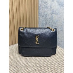 Imitazioni borse griffate a spalla YSL Saint Laurent Niki Media/Grande pelle di agnello grana nero