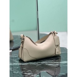 Borsa a tracolla grande Prada Aimée 1BC280 pelle di cervo beige