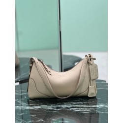 Borsa a tracolla grande Prada Aimée 1BC280 pelle di cervo beige