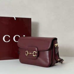 Borse Firmate Replica a tracolla piccola Gucci Horsebit 1955 Aura 847063 Borgogna
