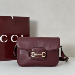Borse Firmate Replica a tracolla piccola Gucci Horsebit 1955 Aura 847063 Borgogna