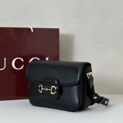 Borsa a tracolla piccola Gucci Horsebit 1955 Aura 847063 Nero