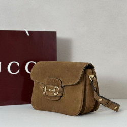 Borse Firmate Replica a tracolla piccola Gucci Horsebit 1955 Aura 847063 Pelle scamosciata Borgogna