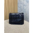 Borsa a tracolla vintage Niki media YSL Saint Laurent pelle cerata e oliata Nero