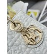 Borsa Dior Cannage Lucky Star Studded Mini Lady Dior con ciondoli D.I.O.R. Bianca