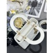 Borsa Dior Cannage Lucky Star Studded Mini Lady Dior con ciondoli D.I.O.R. Bianca