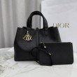 Borsa Dior Toujours Media/Grande pelle di vitello Macrocannage nera