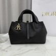 Qualità superiore replica Dior Toujours piccola in pelle di vitello Macrocannage Nero