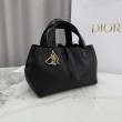 Qualità superiore replica Dior Toujours piccola in pelle di vitello Macrocannage Nero