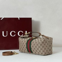 Borse Replica media Gucci Vanity con manico superiore 857799 Marrone