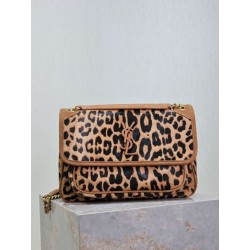 Borse Replica Niki Chain Flap Bag media YSL Saint Laurent con stampa leopardata