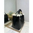 Borsa tote DiorAlps piccola/media Dior Toujours Vertical con impunture Macrocannage e finiture in lana nero