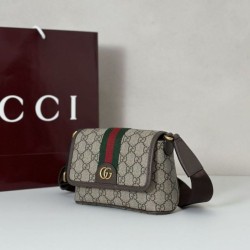 Mini borsa a tracolla Gucci Ophidia 838599 marrone