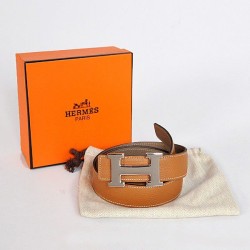 Replica perfette Qualità superiore replica Hermes Originali grigio scuro bovino giugulare Vene Cintura HR1009B Argento