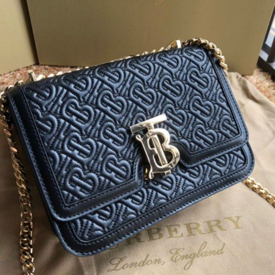 Replica 1:1 Borsa TB piccola in pelle di agnello con monogramma trapuntato nera Outlet Borsa TB piccola in pelle di agnello con monogramma trapuntato nera imitazioni perfette