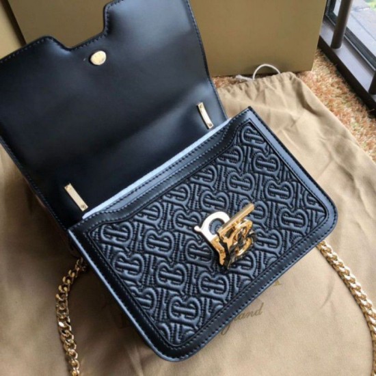 Replica 1:1 Borsa TB piccola in pelle di agnello con monogramma trapuntato nera Outlet Borsa TB piccola in pelle di agnello con monogramma trapuntato nera imitazioni perfette
