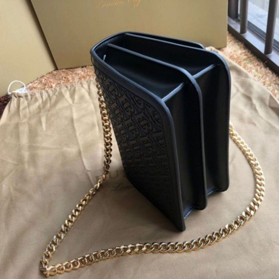 Replica 1:1 Borsa TB piccola in pelle di agnello con monogramma trapuntato nera Outlet Borsa TB piccola in pelle di agnello con monogramma trapuntato nera imitazioni perfette