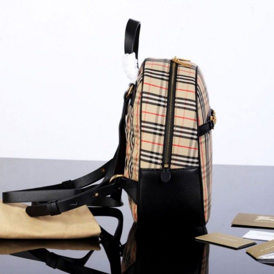 Zaino piccolo in nylon con motivo Vintage check marrone imitazioni perfette