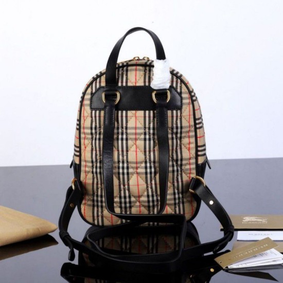 Zaino piccolo in nylon con motivo Vintage check marrone imitazioni perfette