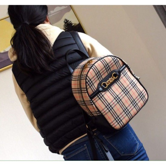 Zaino piccolo in nylon con motivo Vintage check marrone imitazioni perfette