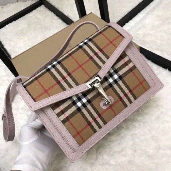 Replica 1:1 Borsa a tracolla con motivo Vintage check rosa Outlet Borsa a tracolla con motivo Vintage check rosa imitazioni perfette