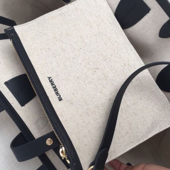 Replica 1:1 Borse Imitazioni Horseferry Tote in tela stampa logo Nero Outlet Borse Imitazioni Horseferry Tote in tela stampa logo Nero imitazioni perfette