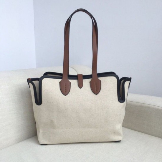 Borse Firmate Replica Horseferry tote in tela stampa logo Caffè imitazioni perfette