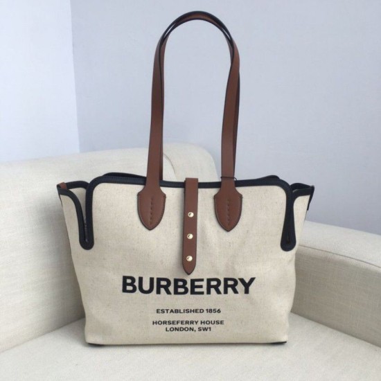 Borse Firmate Replica Horseferry tote in tela stampa logo Caffè imitazioni perfette